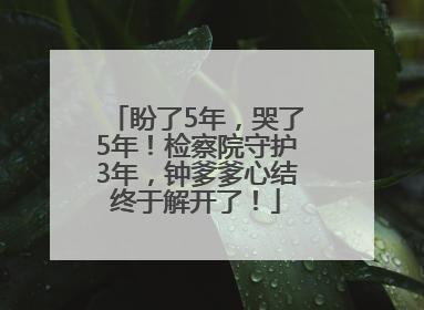 盼了5年,哭了5年!检察院守护3年,钟爹爹心结终于解开了!