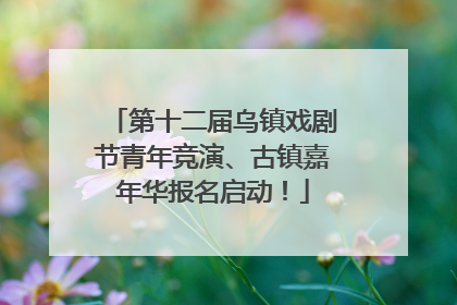 第十二届乌镇戏剧节青年竞演、古镇嘉年华报名启动！