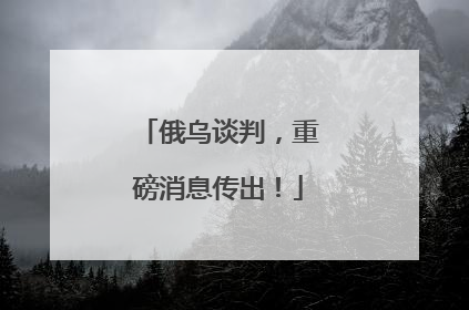 俄乌谈判，重磅消息传出！