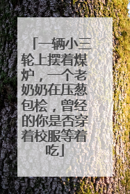 一辆小三轮上摆着煤炉，一个老奶奶在压葱包桧，曾经的你是否穿着校服等着吃