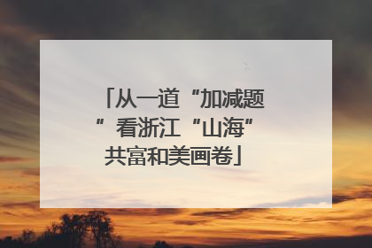 从一道“加减题”看浙江“山海”共富和美画卷