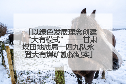 以绿色发展理念创建“大有模式”——甘肃煤田地质局一四九队永登大有煤矿勘探纪实