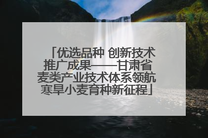优选品种 创新技术 推广成果——甘肃省麦类产业技术体系领航寒旱小麦育种新征程