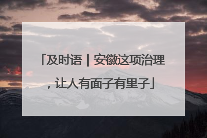 及时语｜安徽这项治理，让人有面子有里子