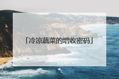 冷凉蔬菜的增收密码