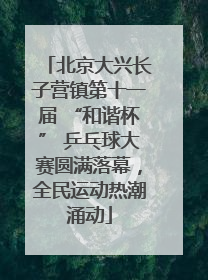 北京大兴长子营镇第十一届 “和谐杯” 乒乓球大赛圆满落幕，全民运动热潮涌动