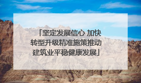 坚定发展信心 加快转型升级精准施策推动建筑业平稳健康发展