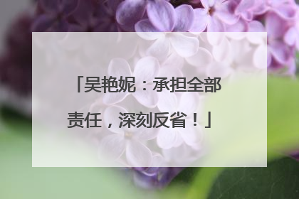 吴艳妮：承担全部责任，深刻反省！