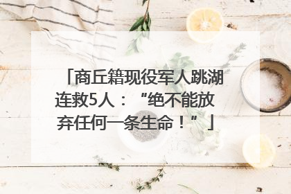 商丘籍现役军人跳湖连救5人：“绝不能放弃任何一条生命！”