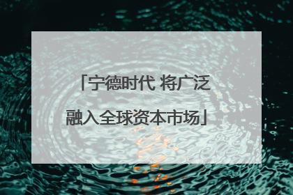 宁德时代 将广泛融入全球资本市场