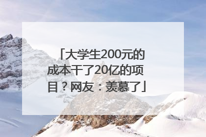 大学生200元的成本干了20亿的项目？网友：羡慕了