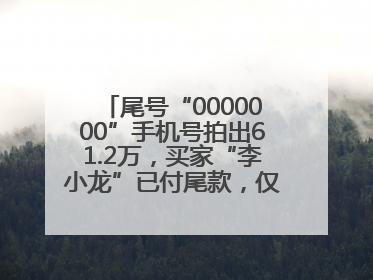 尾号“0000000”手机号拍出61.2万，买家“李小龙”已付尾款，仅享有使用权