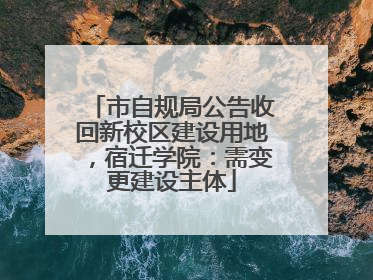 市自规局公告收回新校区建设用地，宿迁学院：需变更建设主体