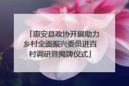 惠安县政协开展助力乡村全面振兴委员进百村调研暨揭牌仪式