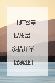 扩容量提质量 多措并举促就业