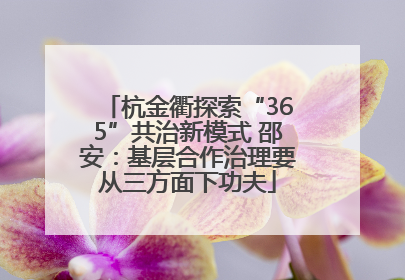 杭金衢探索“365”共治新模式 邵安：基层合作治理要从三方面下功夫