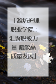潍坊护理职业学院：汇聚职教力量 赋能高质量发展