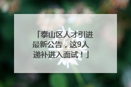 泰山区人才引进最新公告，这9人递补进入面试！
