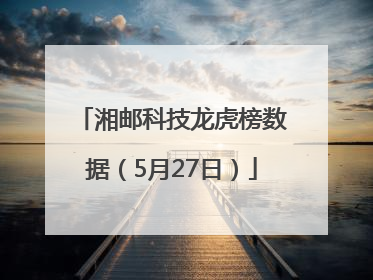 湘邮科技龙虎榜数据（5月27日）