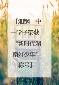 湘钢一中一学子荣获“新时代湖南好少年”称号