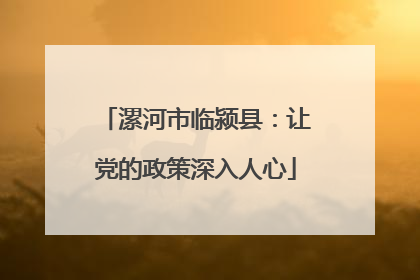 漯河市临颍县：让党的政策深入人心