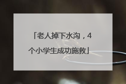 老人掉下水沟，4个小学生成功施救