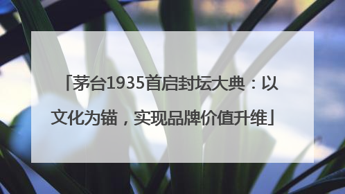 茅台1935首启封坛大典：以文化为锚，实现品牌价值升维