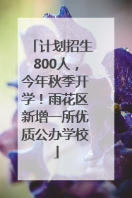 计划招生800人，今年秋季开学！雨花区新增一所优质公办学校