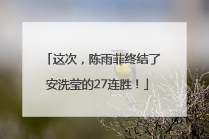 这次，陈雨菲终结了安洗莹的27连胜！