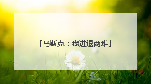 马斯克：我进退两难