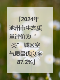2024年池州市生态质量评价为“一类” 城区空气质量优良率87.2%